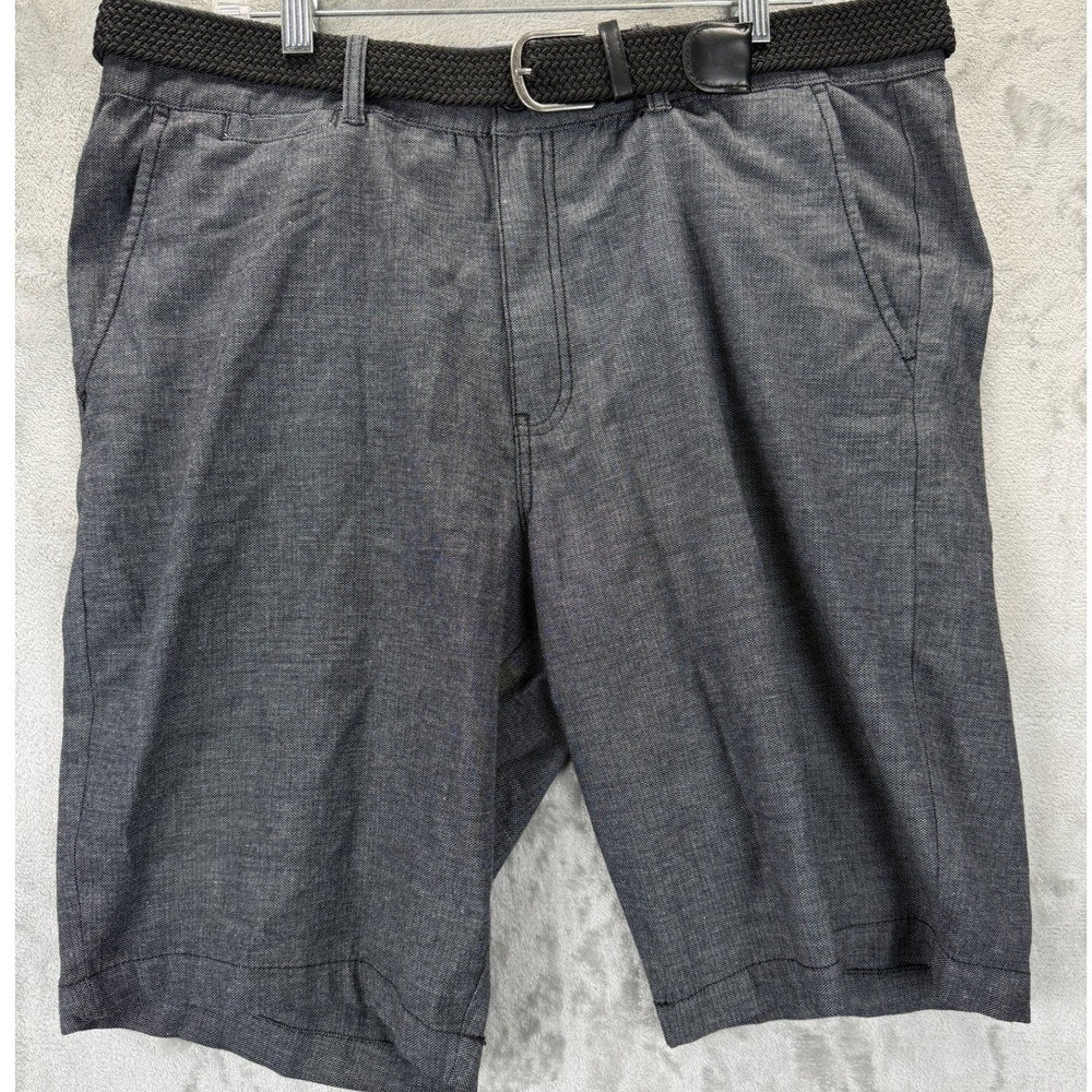 Guess Mario Textured Shorts Mens 34 Jet Black Stretch 11 Inseam Belted